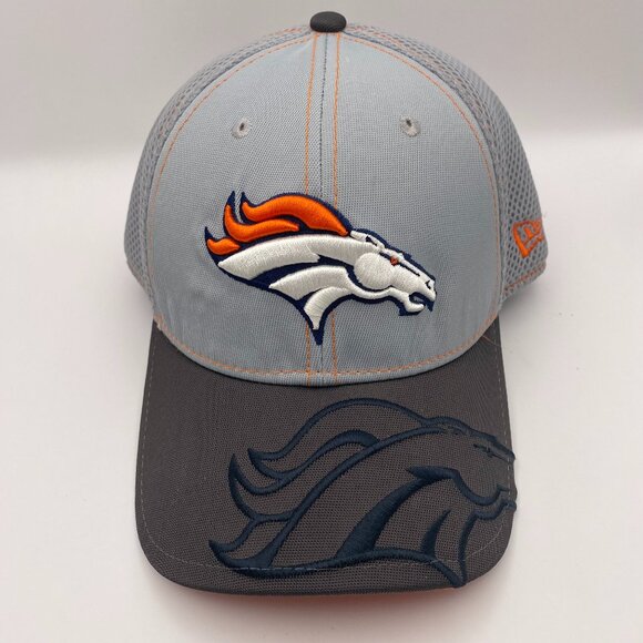 Denver Broncos New Era 39THIRTY Stretch Fit Hat M/L NFL Team Cap -‎ Grey Orange - Picture 1 of 7